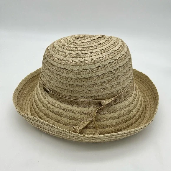 Vintage 90’s Liz Claiborne Straw Bowler Hat NEW Vintage 90s Liza Claiborne Woven Straw Bowler Hat Round  main image 2